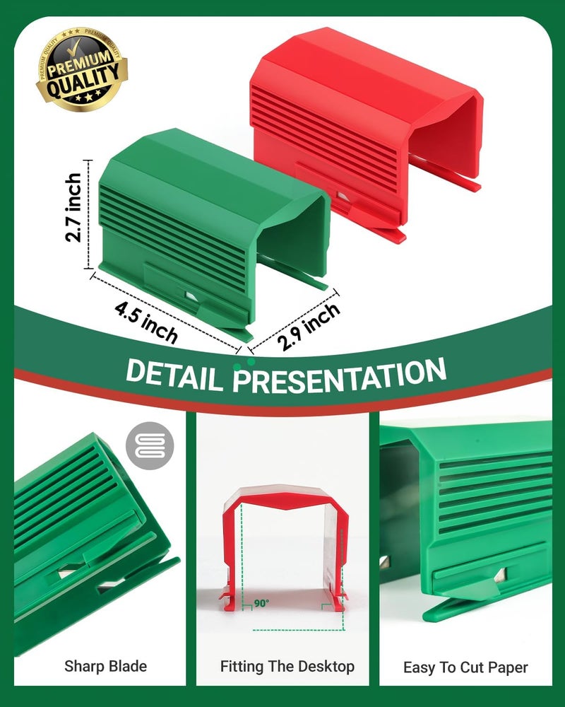 Dinceer Wrapping Paper Cutter 2 Pack, Gift Wrap Cutter Christmas Wrapping Gift Wrap Cutters Slider for Rolls, Paper Roll Cutters Tool for Christmas Birthday Holiday, Red & Green - Image 5
